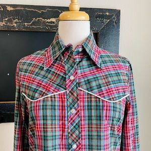 Vintage Ivy Taylor Cowgirl Button Up Plaid Top